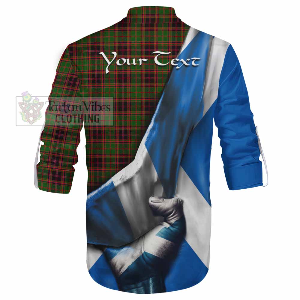 Tartan Vibes Clothing Buchan Tartan Ghillie Kilt Shirt with Family Crest Scotland Patriotic Style