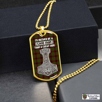 Buchan Tartan Dog Tag Necklace Viking Mjolnir Style