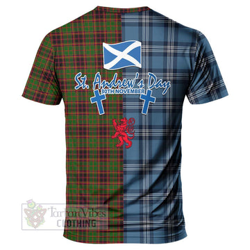 Buchan Tartan T-Shirt Happy St. Andrew's Day Half Tartan Style