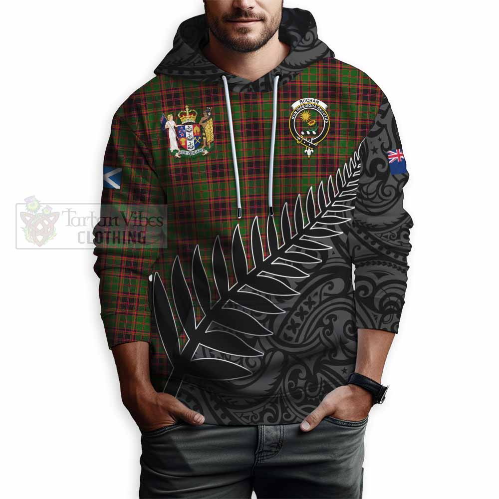 Tartan Vibes Clothing Buchan Crest Tartan Hoodie with New Zealand Silver Fern Half Style