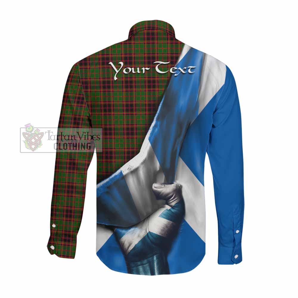 Tartan Vibes Clothing Buchan Tartan Long Sleeve Button Shirt with Family Crest Scotland Patriotic Style