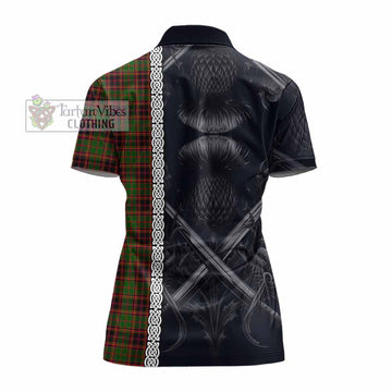 Buchan Tartan Women's Polo Shirt with Family Crest Cross Sword Thistle Celtic Vibes