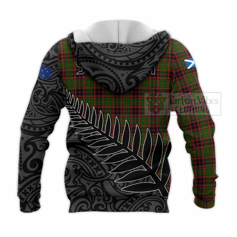 Tartan Vibes Clothing Buchan Crest Tartan Knitted Hoodie with New Zealand Silver Fern Half Style