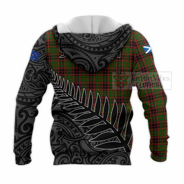 Buchan Crest Tartan Knitted Hoodie with New Zealand Silver Fern Half Style