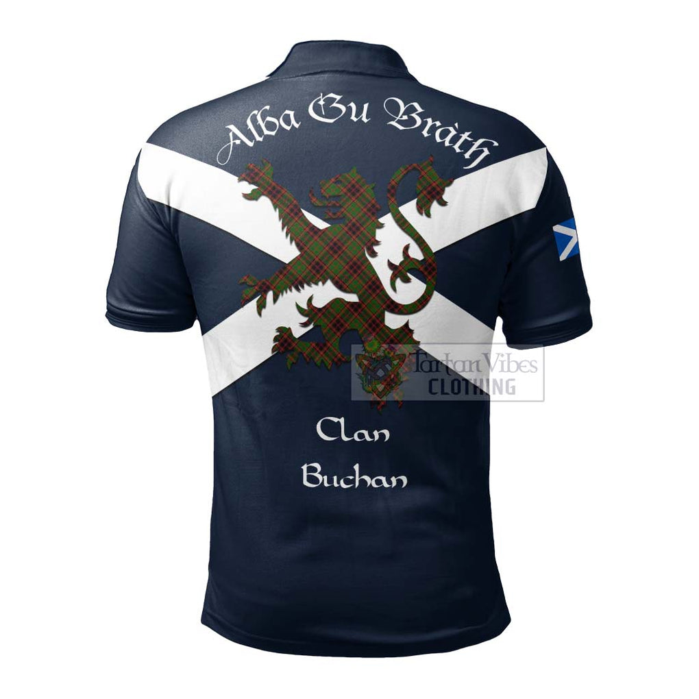 Tartan Vibes Clothing Buchan Tartan Lion Rampant Polo Shirt – Proudly Display Your Heritage with Alba Gu Brath and Clan Name