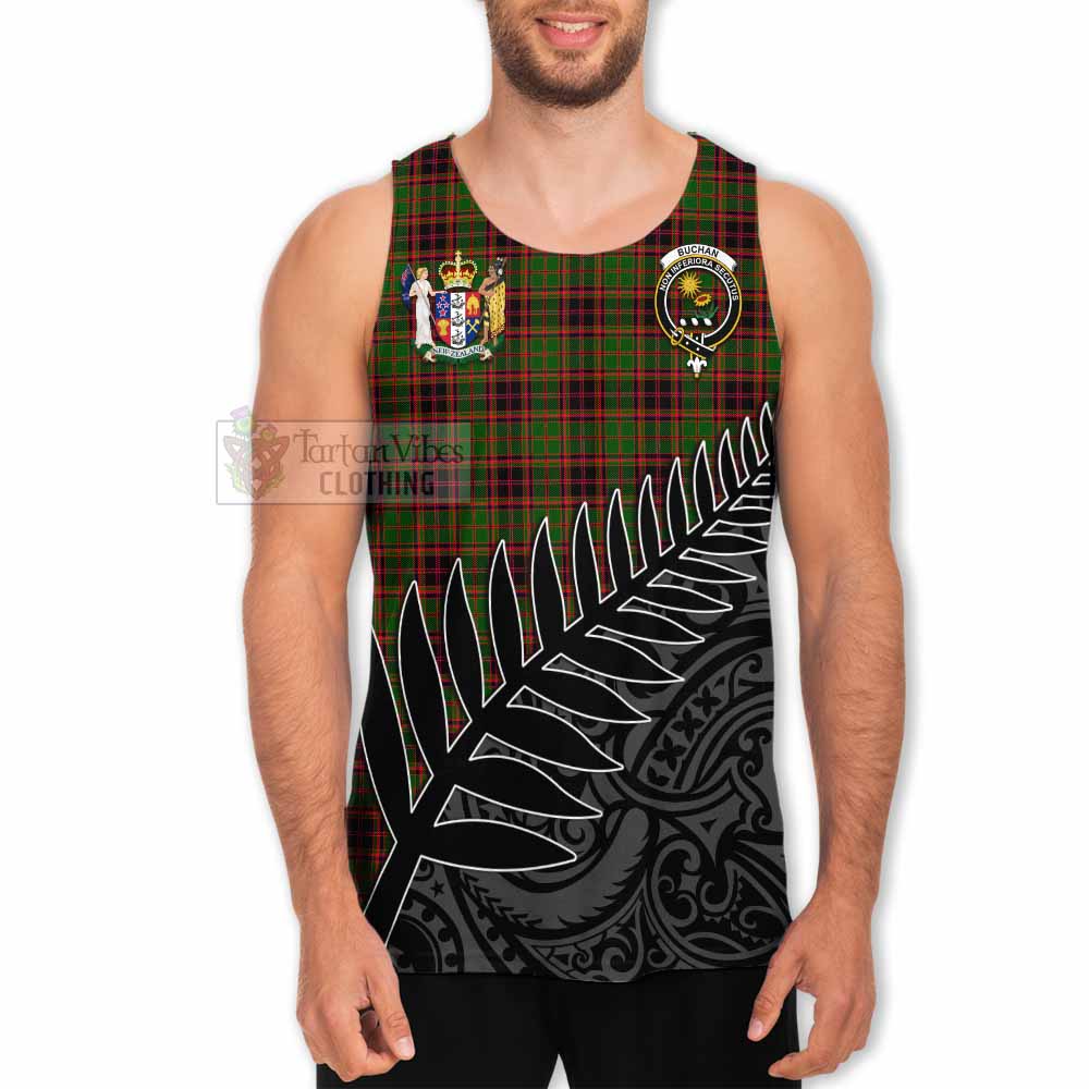 Tartan Vibes Clothing Buchan Crest Tartan Men's Tank Top with New Zealand Silver Fern Half Style