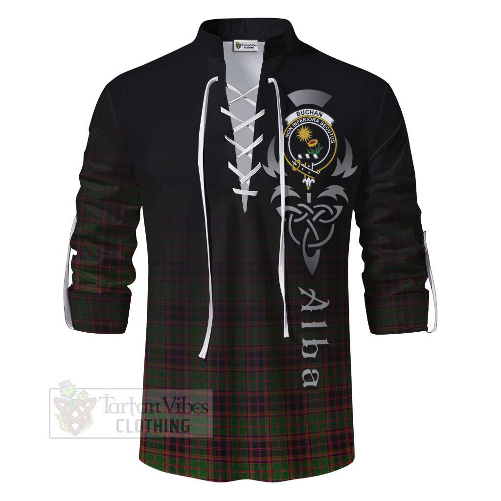 Tartan Vibes Clothing Buchan Tartan Ghillie Kilt Shirt Featuring Alba Gu Brath Family Crest Celtic Inspired