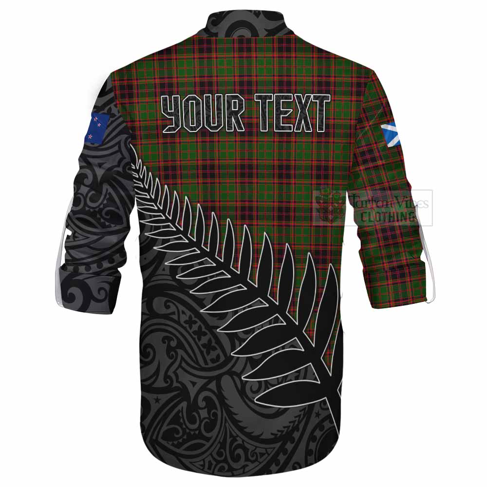 Tartan Vibes Clothing Buchan Crest Tartan Ghillie Kilt Shirt with New Zealand Silver Fern Half Style