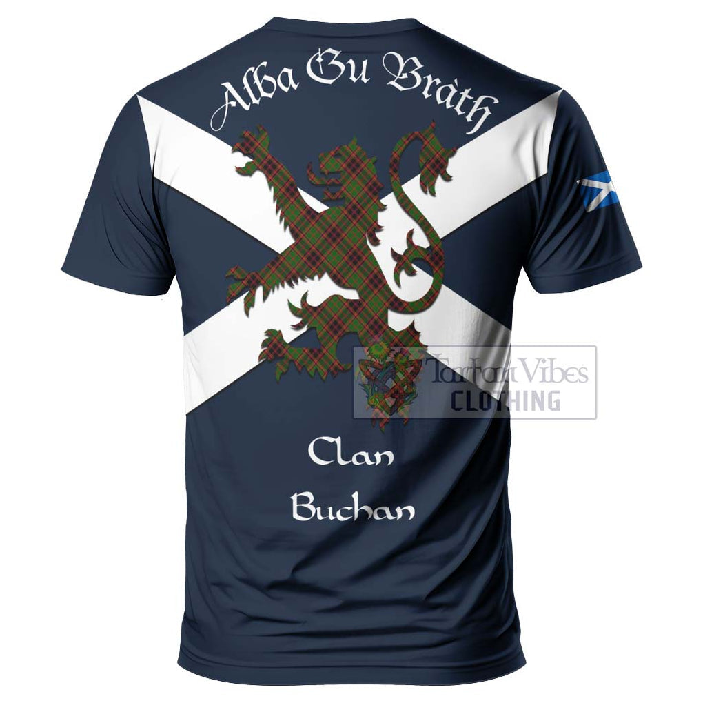 Tartan Vibes Clothing Buchan Tartan Lion Rampant T-Shirt – Proudly Display Your Heritage with Alba Gu Brath and Clan Name