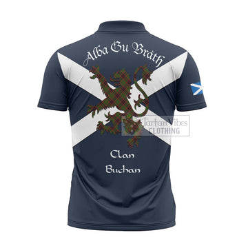 Buchan Tartan Lion Rampant Zipper Polo Shirt Proudly Display Your Heritage with Alba Gu Brath and Clan Name