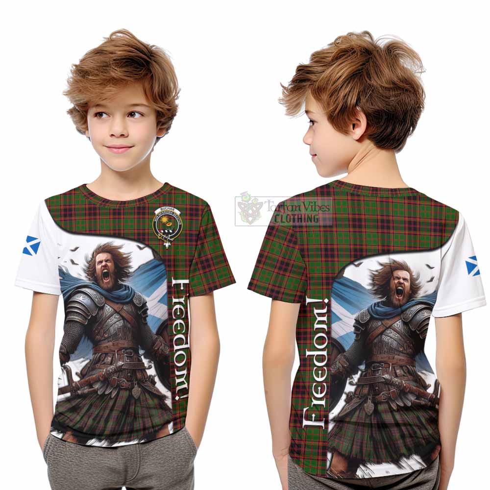 Tartan Vibes Clothing Buchan Crest Tartan Kid T-Shirt Inspired by the Freedom of Scottish Warrior