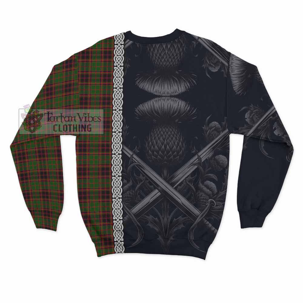 Tartan Vibes Clothing Buchan Tartan Sweatshirt with Family Crest Cross Sword Thistle Celtic Vibes