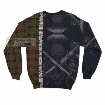 Buchan Tartan Sweatshirt with Family Crest Cross Sword Thistle Celtic Vibes