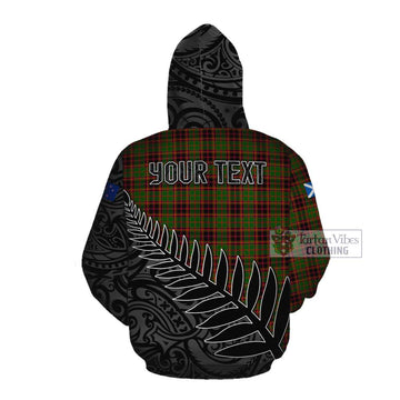 Buchan Crest Tartan Cotton Hoodie with New Zealand Silver Fern Half Style