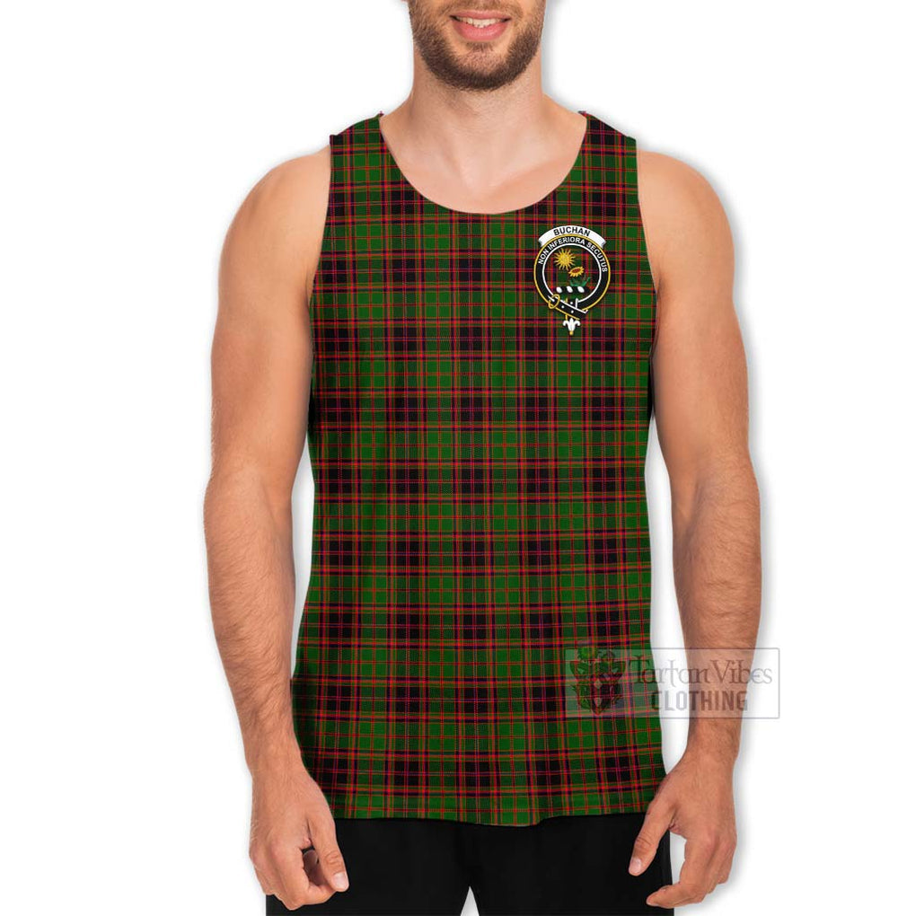 Tartan Vibes Clothing Buchan Tartan Men's Tank Top with Family Crest Celtic Skull Style