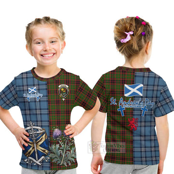 Buchan Tartan Kid T-Shirt Happy St. Andrew's Day Half Tartan Style