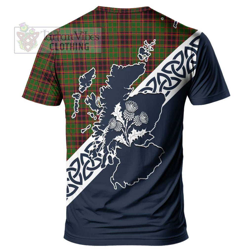 Buchan Tartan T-Shirt Featuring Thistle and Scotland Map