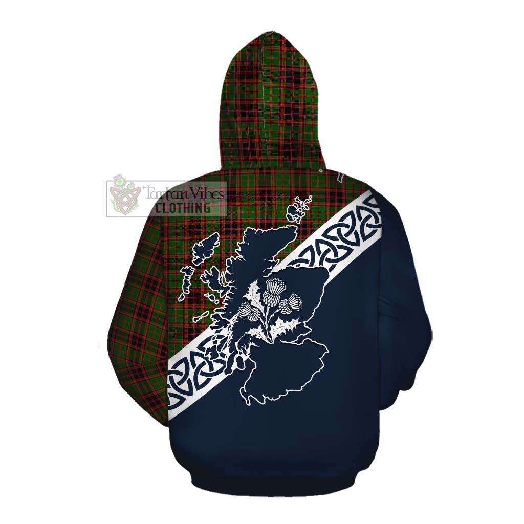 Tartan Vibes Clothing Buchan Tartan Cotton Hoodie Featuring Thistle and Scotland Map