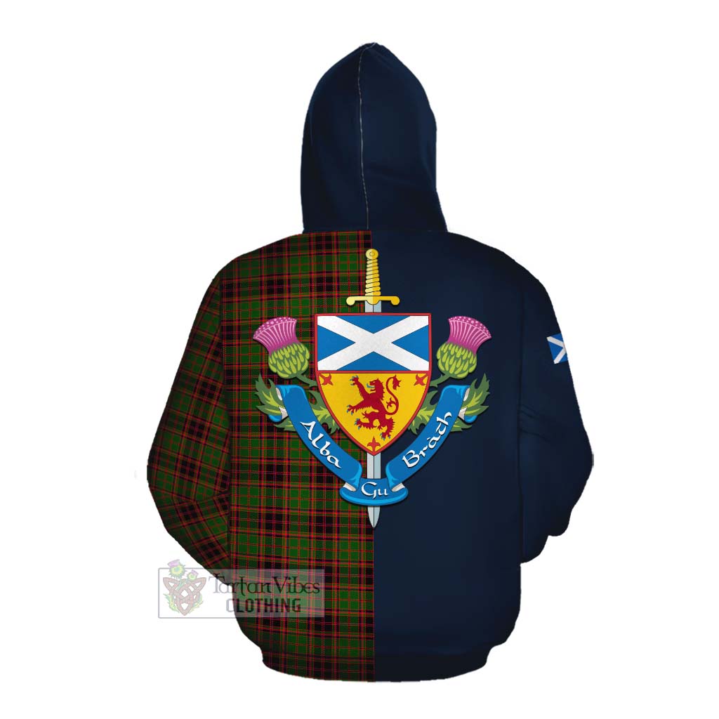 Tartan Vibes Clothing Buchan Tartan Cotton Hoodie Alba with Scottish Lion Royal Arm Half Style