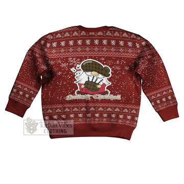 Buchan Clan Christmas Kid Ugly Sweater with Gnome Playing Bagpipes