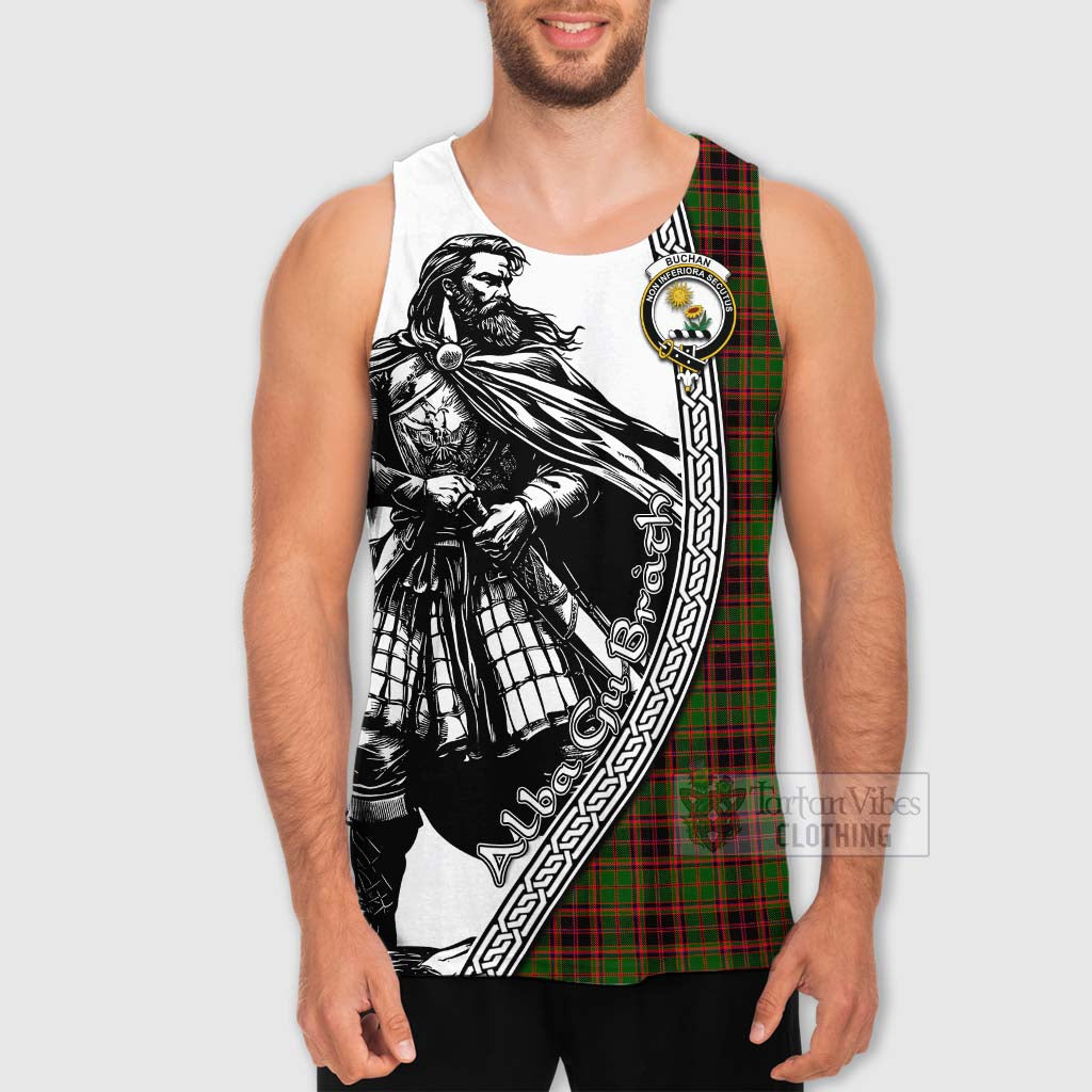 Tartan Vibes Clothing Buchan Tartan Clan Crest Men's Tank Top with Highlander Warrior Celtic Style