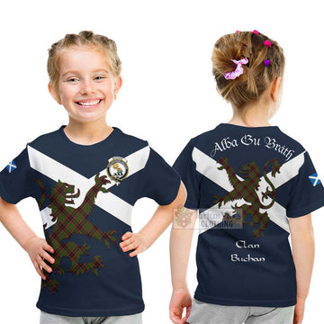 Buchan Tartan Lion Rampant Kid T-Shirt Proudly Display Your Heritage with Alba Gu Brath and Clan Name