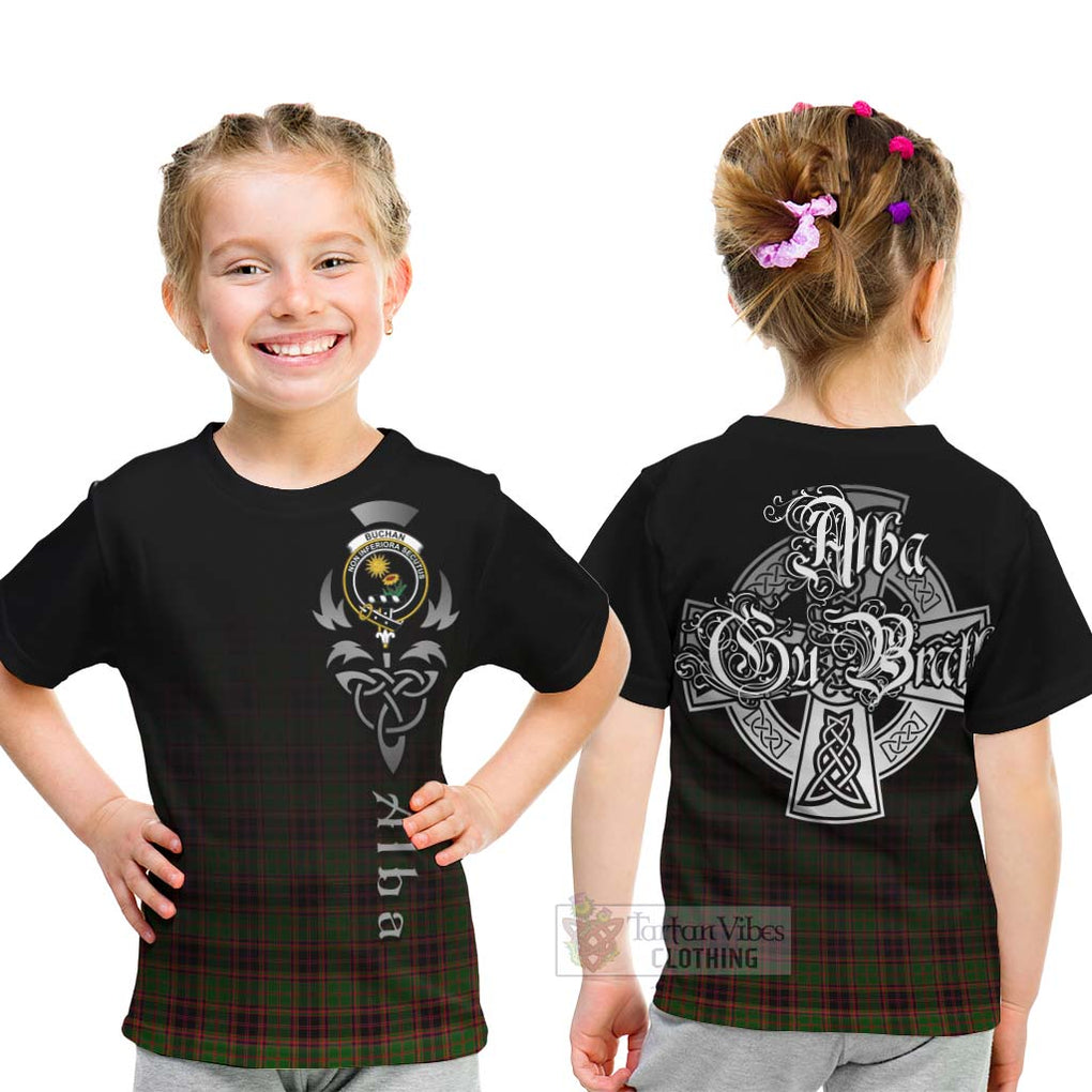 Tartan Vibes Clothing Buchan Tartan Kid T-Shirt Featuring Alba Gu Brath Family Crest Celtic Inspired