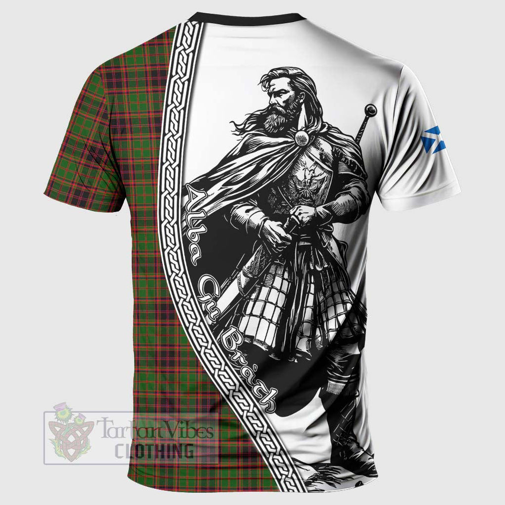 Tartan Vibes Clothing Buchan Tartan Clan Crest T-Shirt with Highlander Warrior Celtic Style