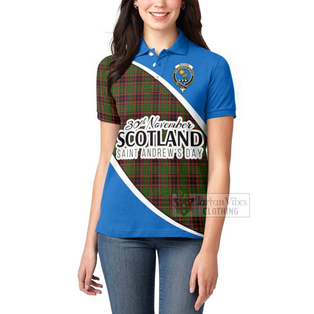 Tartan Vibes Clothing Buchan Family Crest Tartan Women's Polo Shirt Celebrate Saint Andrew's Day in Style