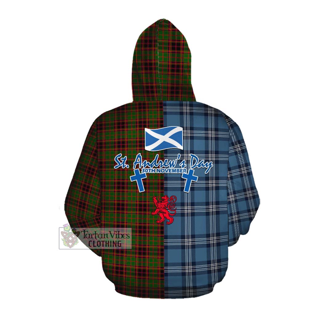 Tartan Vibes Clothing Buchan Tartan Cotton Hoodie Happy St. Andrew's Day Half Tartan Style