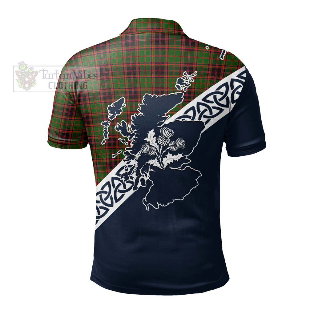 Buchan Tartan Polo Shirt Featuring Thistle and Scotland Map