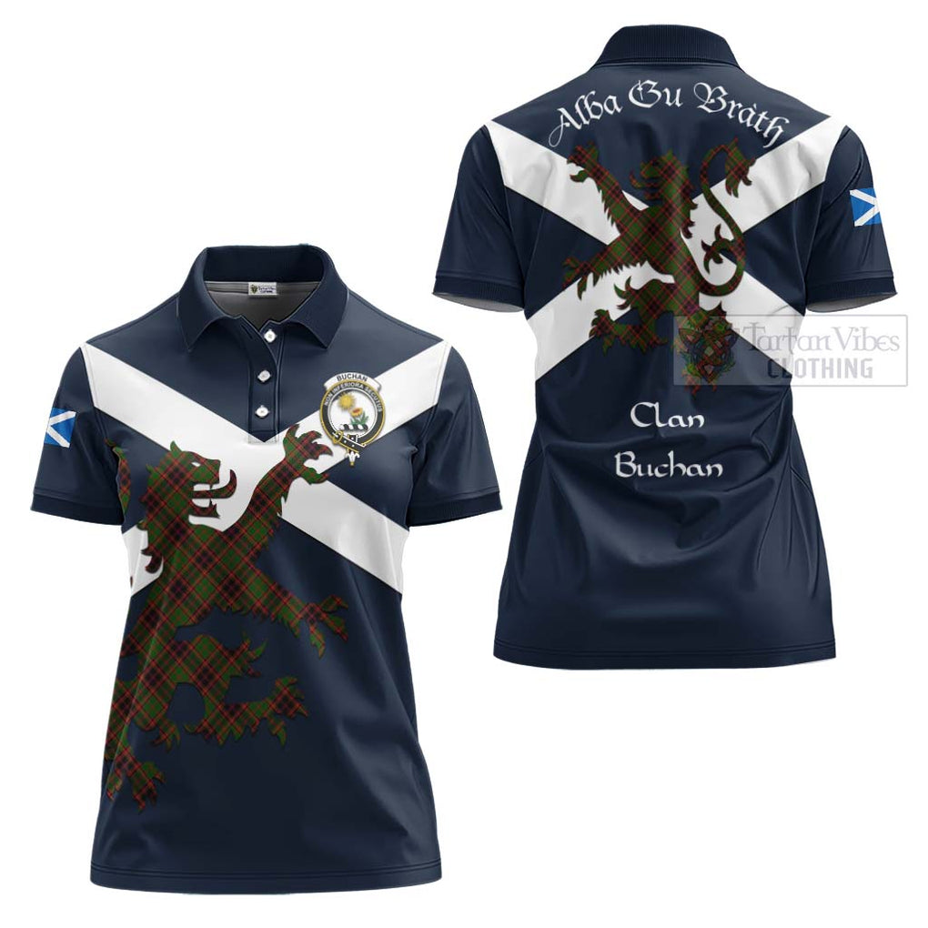 Tartan Vibes Clothing Buchan Tartan Lion Rampant Women's Polo Shirt – Proudly Display Your Heritage with Alba Gu Brath and Clan Name