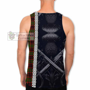 Buchan Tartan Men's Tank Top with Family Crest Cross Sword Thistle Celtic Vibes