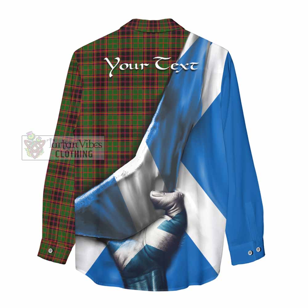 Tartan Vibes Clothing Buchan Tartan Women's Casual Shirt with Family Crest Scotland Patriotic Style