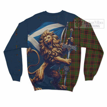 Buchan Tartan Family Crest Sweatshirt with Scottish Majestic Lion