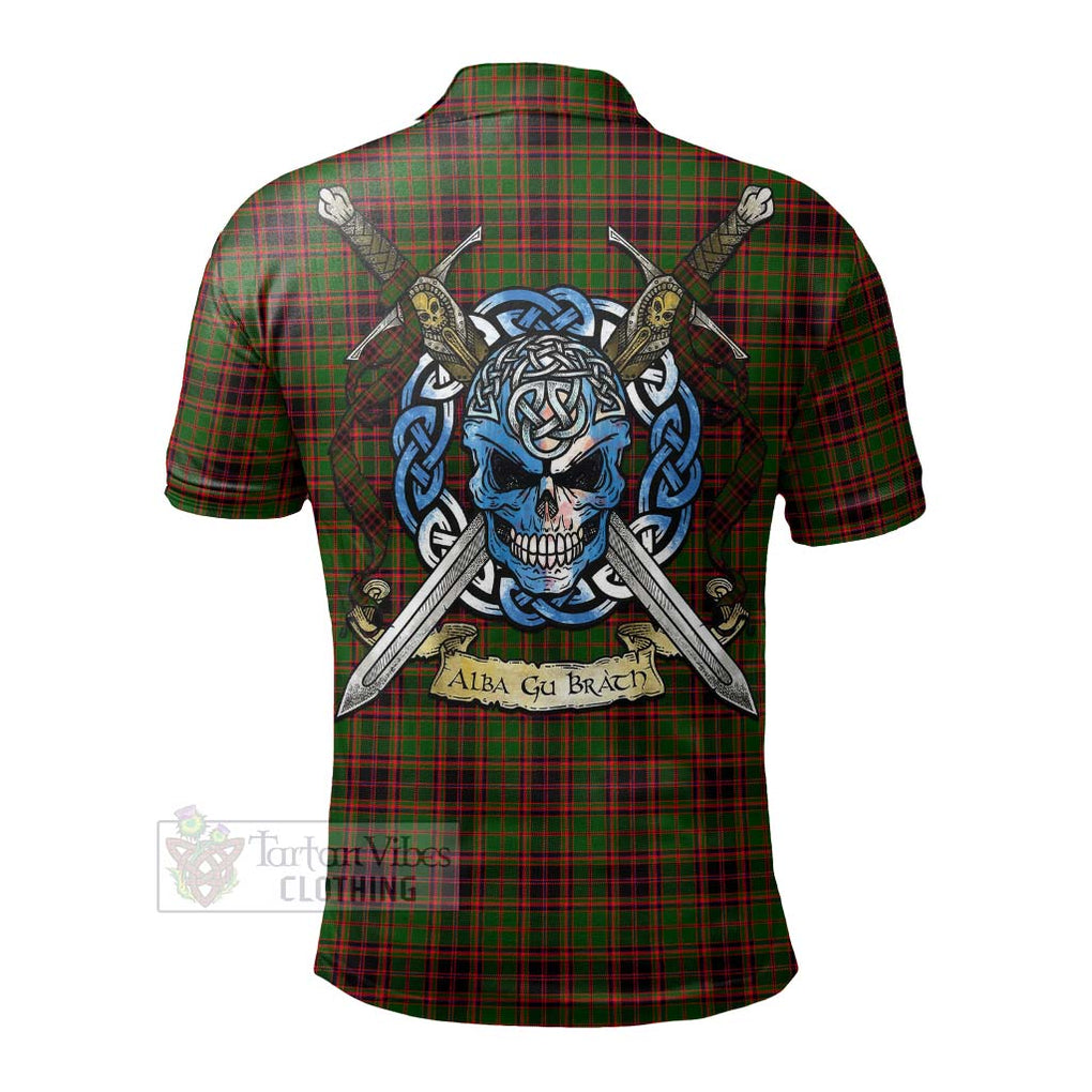 Tartan Vibes Clothing Buchan Tartan Polo Shirt with Family Crest Celtic Skull Style