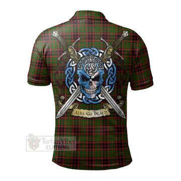 Buchan Tartan Polo Shirt with Family Crest Celtic Skull Style