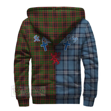 Buchan Tartan Sherpa Hoodie Happy St. Andrew's Day Half Tartan Style