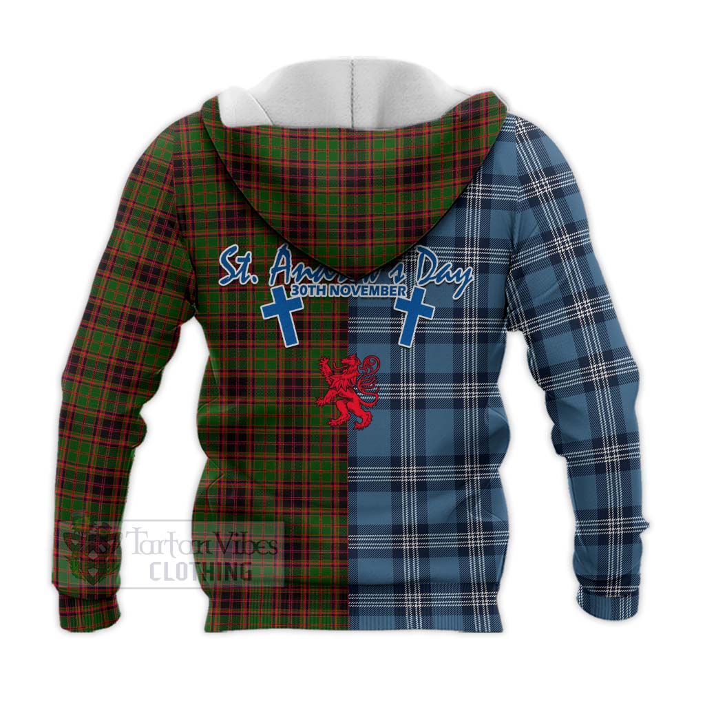 Tartan Vibes Clothing Buchan Tartan Knitted Hoodie Happy St. Andrew's Day Half Tartan Style