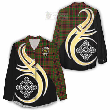 Buchan Tartan Women's Casual Shirt with Family Crest and Celtic Symbol Style