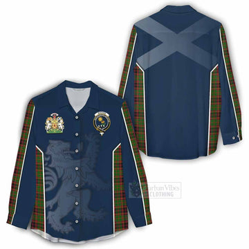 Buchan Tartan Women's Casual Shirt with Family Crest and Lion Rampant Vibes Sport Style