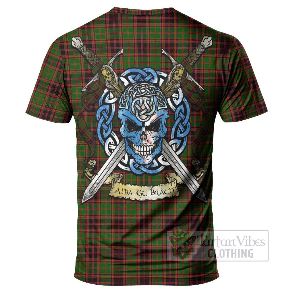 Tartan Vibes Clothing Buchan Tartan T-Shirt with Family Crest Celtic Skull Style