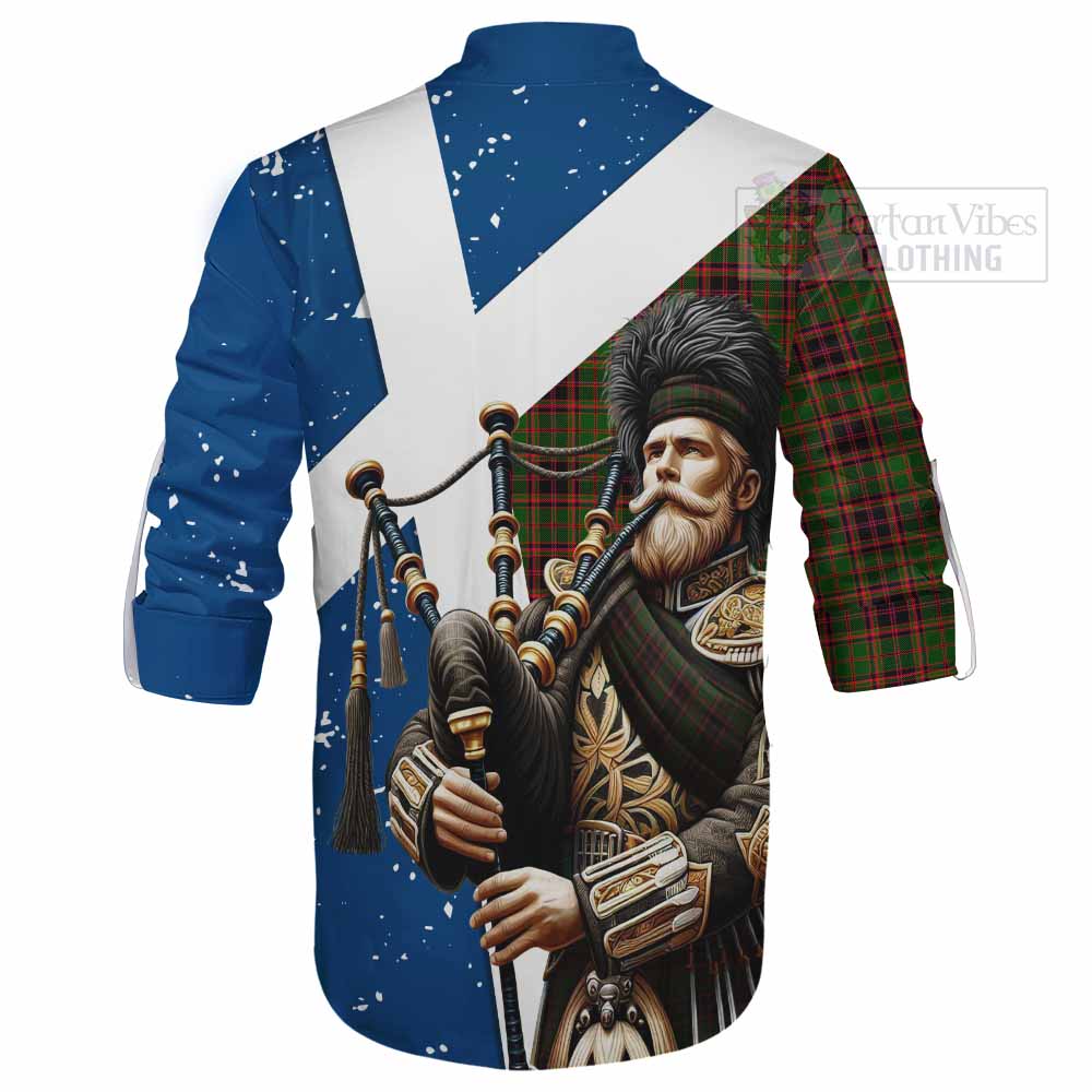 Tartan Vibes Clothing Buchan Tartan Ghillie Kilt Shirt with Family Crest Scottish Bagpiper Vibes