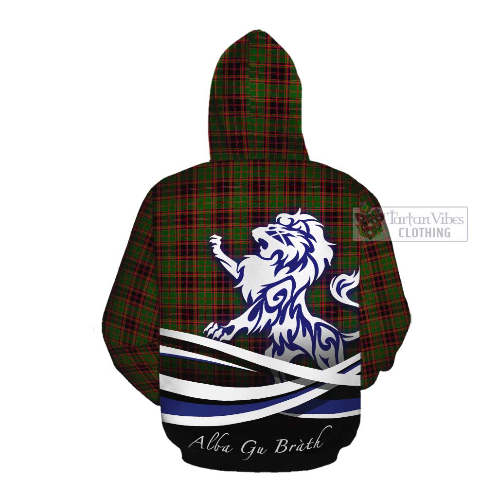 Tartan Vibes Clothing Buchan Tartan Cotton Hoodie with Alba Gu Brath Regal Lion Emblem