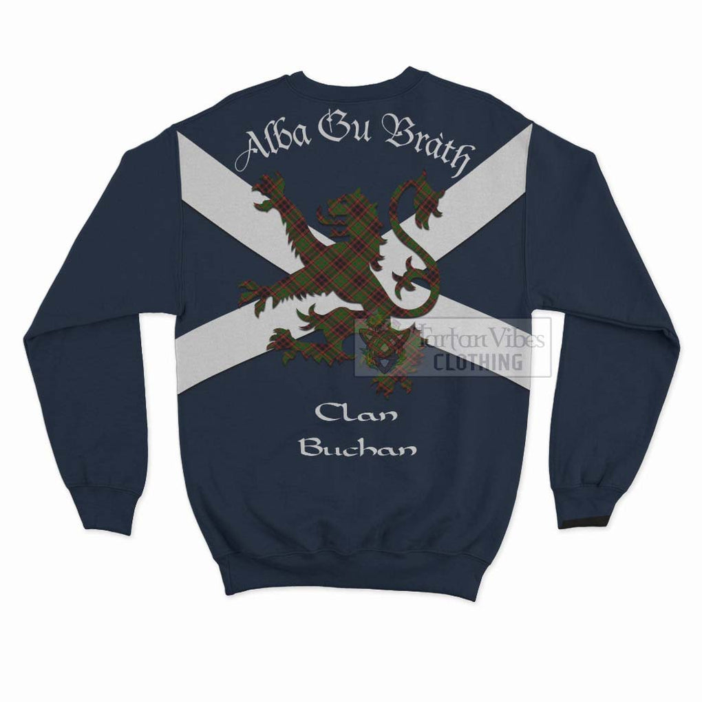 Tartan Vibes Clothing Buchan Tartan Lion Rampant Sweatshirt – Proudly Display Your Heritage with Alba Gu Brath and Clan Name