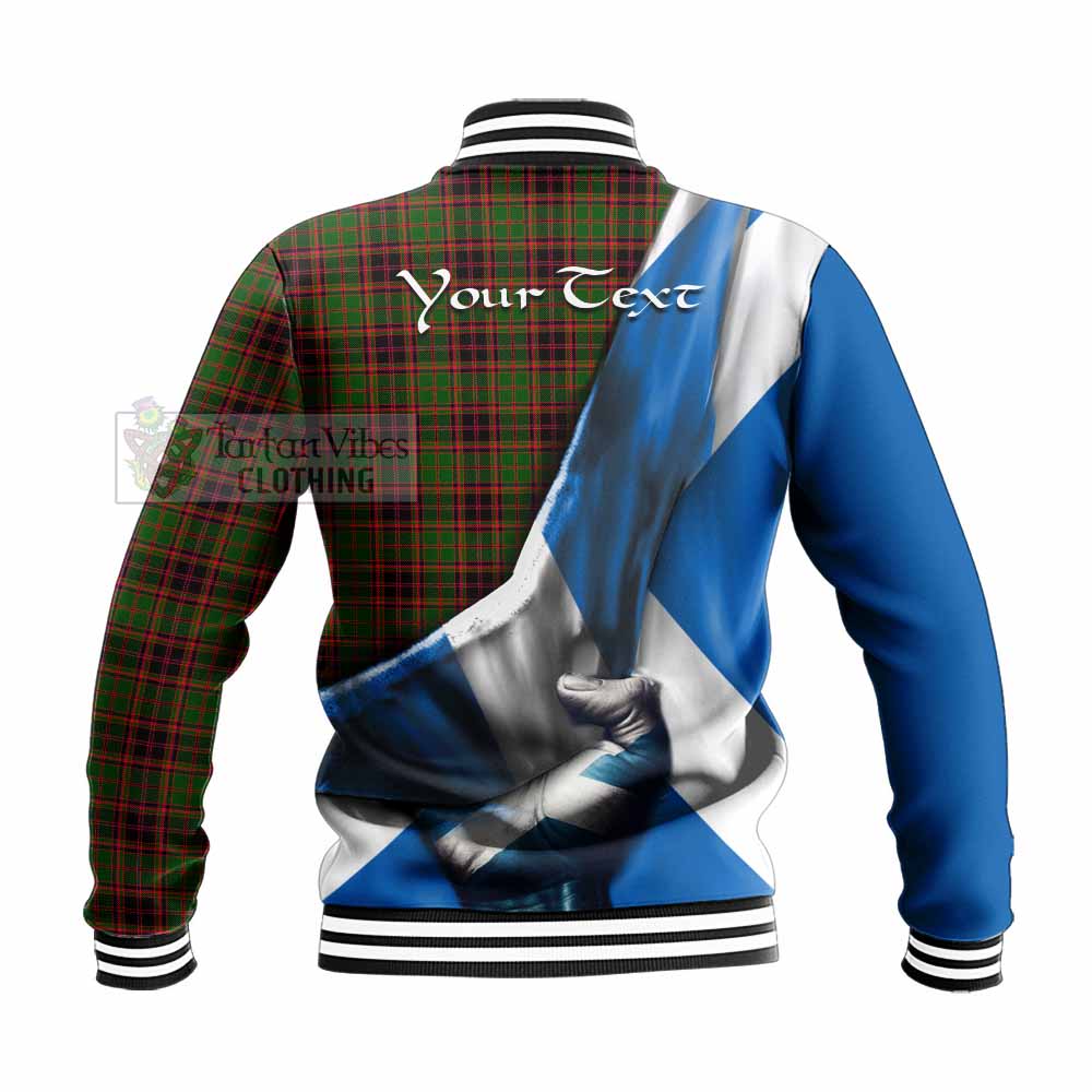 Tartan Vibes Clothing Buchan Tartan Baseball Jacket with Family Crest Scotland Patriotic Style