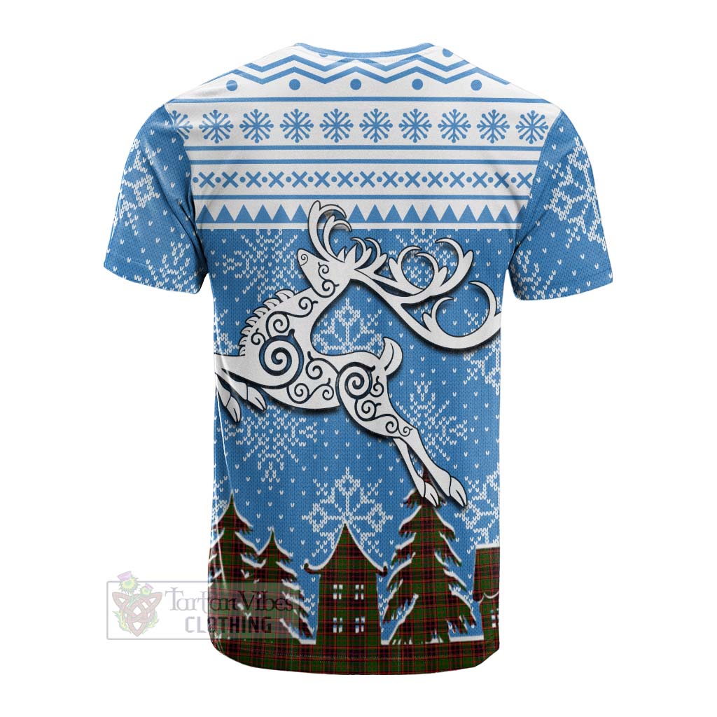 Buchan Clan Christmas Cotton T-shirt Celtic Reindeer Style - Tartan Vibes Clothing