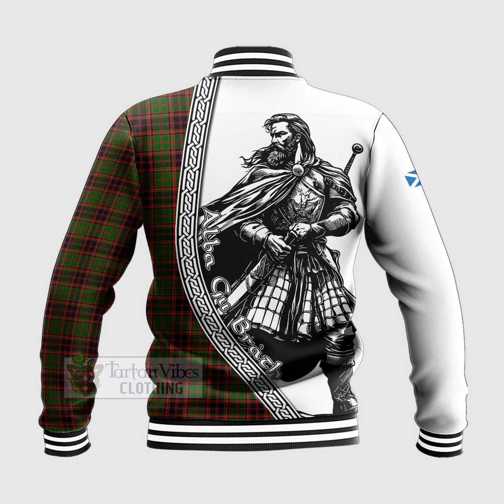 Tartan Vibes Clothing Buchan Tartan Clan Crest Baseball Jacket with Highlander Warrior Celtic Style