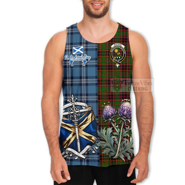 Buchan Tartan Men's Tank Top Happy St. Andrew's Day Half Tartan Style