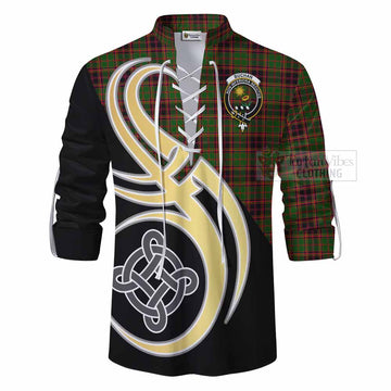 Buchan Tartan Ghillie Kilt Shirt with Family Crest and Celtic Symbol Style